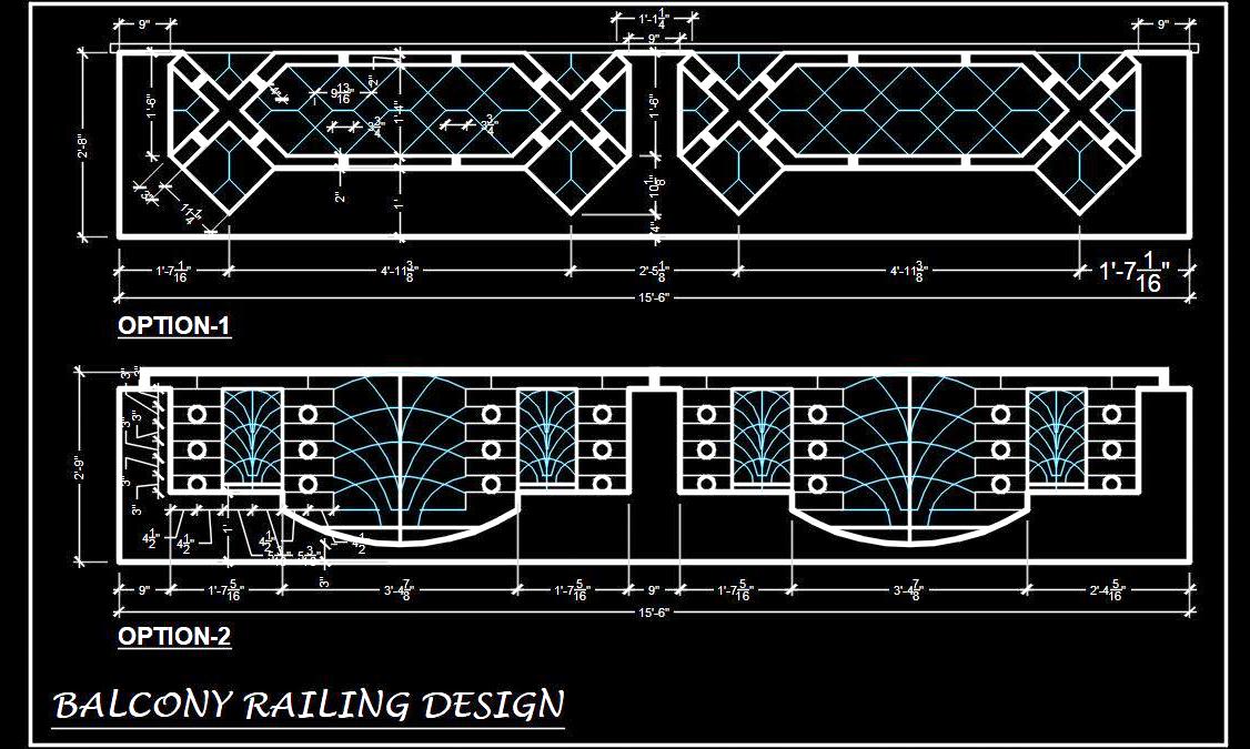 Railing Design CAD Block- Iron Bar Geometric Pattern